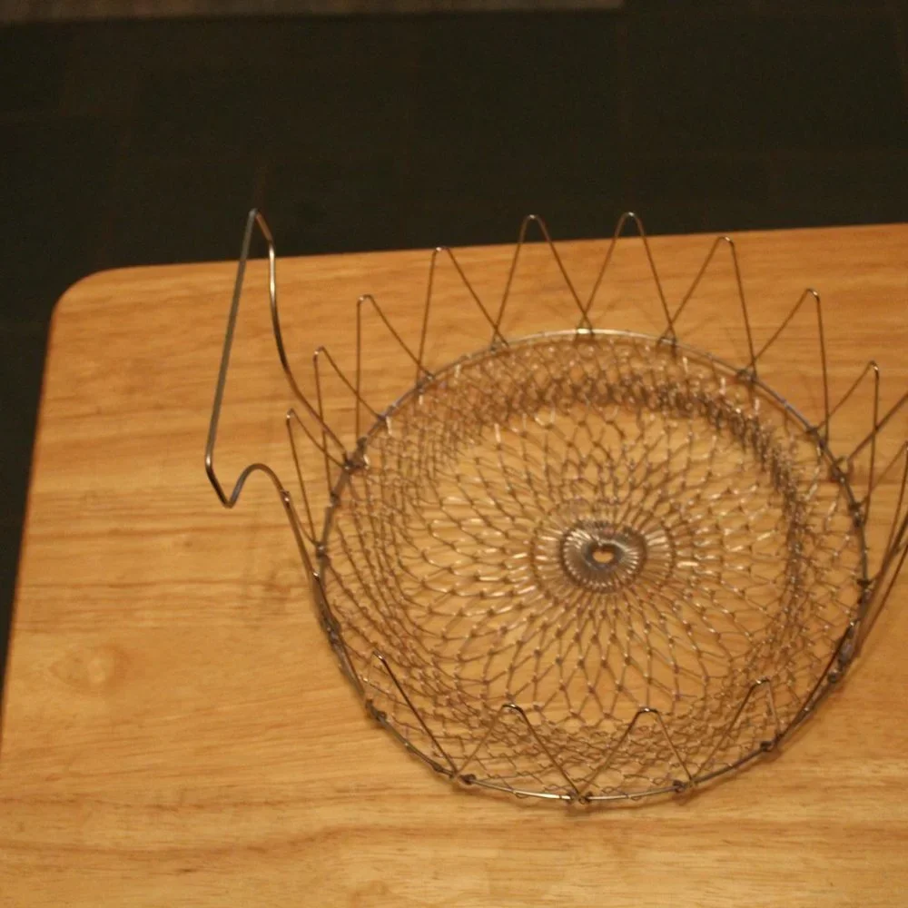 Stainless Steel Foldable Steam Rinse Strain Fry Basket Strainer Net